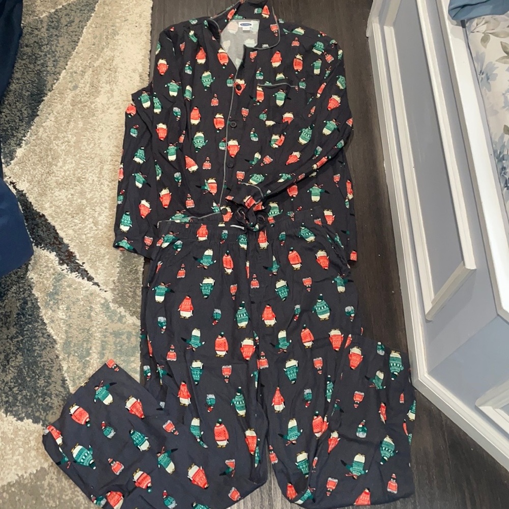Old navy mens flannel pajamas holiday set pjs top and bottom large